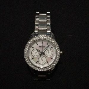 Fossil watch with crystals
